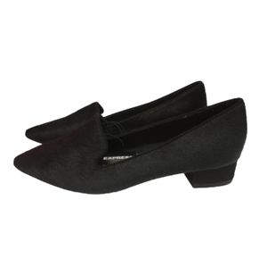 Express Genuine Calf Hair Heeled Loafers Size 8 Black
